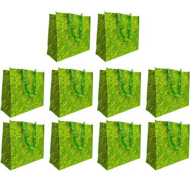 Imagem de Bolsa Ecobag Retornavel Sacola De Ombro Reutilizavel Kit 10 Uni Mercado Compras Dobravel Portatil Multiuso Organizaçao