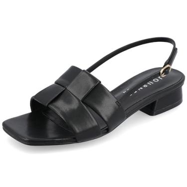 Imagem de Journee Collection Sandália feminina de espuma confortável Tabatha Tru com salto bloco, bico aberto, salto bloco, inserida em slingback, Preto, 41
