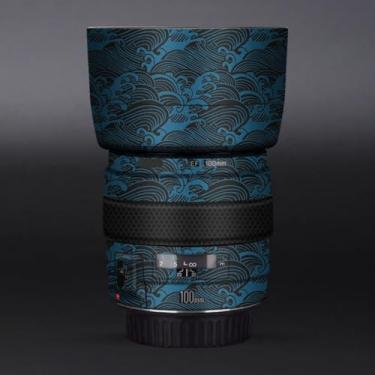 Imagem de EF 100 2 adesivo para lente de câmera revestimento protetor de corpo película protetora para Canon EF 100 mm F2 USM (azul ondulado)