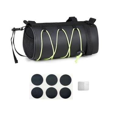 Imagem de Bolsa para guidão de bicicleta, bolsa frontal com zíper e alça de ombro, bolsa de rolo para guidão de bicicleta, bolsa frontal de bicicleta com alças removíveis para ciclismo, alça transversal ou