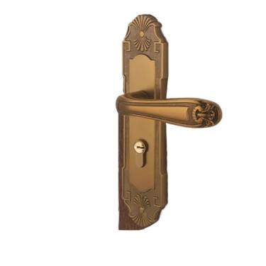 Imagem de Fechadura de porta de madeira maciça adequada para quarto interno e fechadura silenciosa de latão