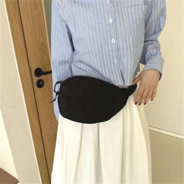 Imagem de Bolsa feminina de lona de ombro de veludo cotelê nicho bolsa de peito banana bolsa de mão feminina, Bk, Moderno