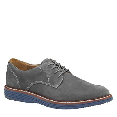 Imagem de Johnston & Murphy Sapato masculino Upton Plain Toe | Forro de malha de couro | Palmilha acolchoada de espuma viscoelástica, Nobuck cinza, 9.5