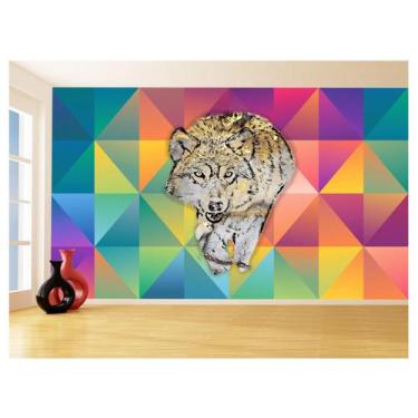 Imagem de Papel De Parede Animais Pop Art Lobo Colorido 3,5M Pxa610 - Você Decor