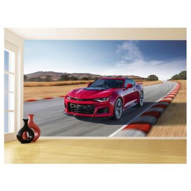 Imagem de Papel De Parede 3D Carro Camaro Chevy Vermelho 3,5M Car54 - Você Decor