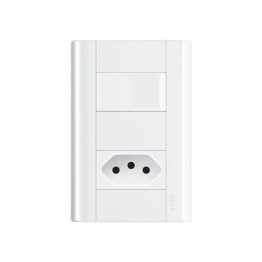 Imagem de Interruptor Simples E Tomada 2p+t 20a Fame Modulare Com Placa 4x2 Branco