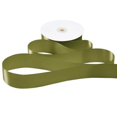 Imagem de BIYUNFORCE Fita de cetim verde sálvia de 3,5 cm, fita de tecido de poliéster sólido verde sálvia para grinalda, laços de costura, rosas, embrulho de presente, casamentos, festas, convites, decorações