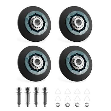 Imagem de Kit de eixo de rolo de suporte de tambor dianteiro e traseiro para Whirlpool Crosley Replace W10359271 W10359272 WPW10314173 W10314173, 4 rolos de tambor para secadora