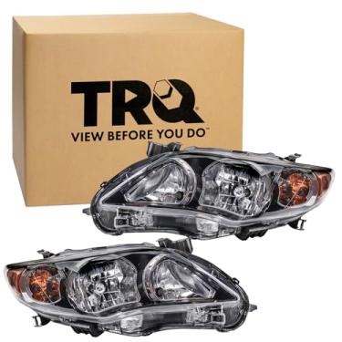 Imagem de TRQ Conjunto de montagem de farol preto faróis compatíveis com Toyota Corolla 2011-2013 TO2502204 TO2503204