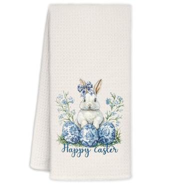 Imagem de YTRGI Toalhas de mão para decoração de ovos de Páscoa felizes para banheiro, cozinha, coelhinho, coelho, presentes de Páscoa para crianças, adolescentes, meninas, mulheres, toalhas de cozinha de