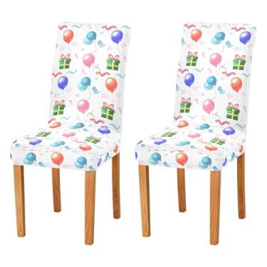 Imagem de Wassud Capas de cadeira com balões coloridos para sala de jantar, capas elásticas de cozinha, laváveis, conjunto de 4