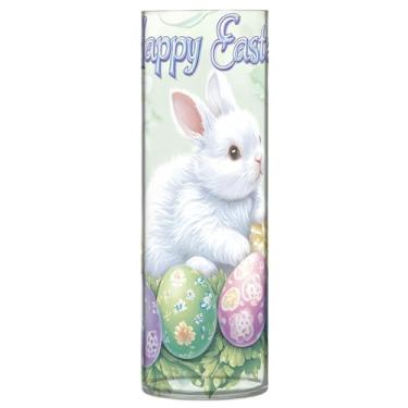 Imagem de CEBUGI Lindo vaso de flores de coelho branco 10 x 30 cm, vaso cilíndrico para flores, vaso transparente inquebrável para decoração de casa de festa de casamento