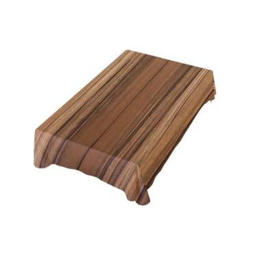 Imagem de WELLDAY Toalha de mesa retangular com padrão de madeira teca 137 x 137 cm, resistente a manchas e vincos, capas de mesa laváveis para casamento, festa, banquete