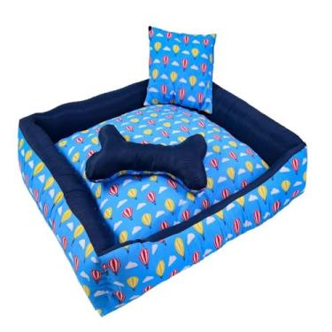 Imagem de Conjunto Duas Caminhas Cães e Gatos Onix Gigante Quadrada Impermeável Balão Azul Royal e Azul Marinho