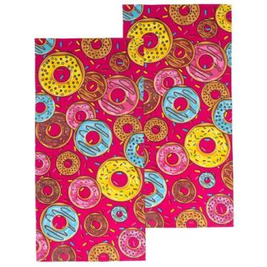 Imagem de Kit 2 Toalhas de Praia Banhão Teka Málaga 75x150 cm Estampa:Donuts