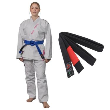 Imagem de Kimono Jiu Jitsu Naja Hanzo Branco e Rosa Trançado E Reforçado 450g com Faixa BJJ Adulto-Unissex