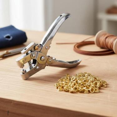 Imagem de Alicate Lanmax Aplicador de Ilhós 2 em 1 Furador para Artesanato Costu