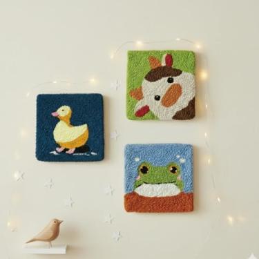 Imagem de TINKAZ Kit de porta-copos de agulha estilo ilustração para iniciantes, conjunto de bordado faça você mesmo com fio, tecido e argola, kit de artesanato feito à mão para decoração de casa fofa e