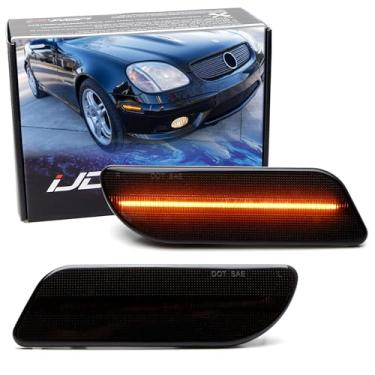 Imagem de iJDMTOY Lente fumê preta 36-SMD Amber Full LED Bumper Side Marker Kit de luz compatível com Mercedes-Benz SLK CLK Class 1998-2004, substitui os marcadores laterais frontais âmbar OEM