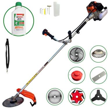 Imagem de Máquina de Cortar Grama Profissional À Gasolina 2T Import Way IWRGM2T5X163 63cc 7.500rpm 3HP de Potência Roçadeira Com 7 Opções de Cortes + Óleo Stihl