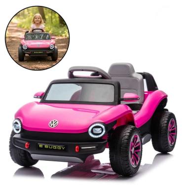 Imagem de Mini Carro Elétrico 12V Volkswagen Buggy Controle Remoto Infantil Rosa Importway Bw432rs Motorizado