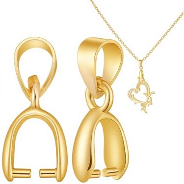 Imagem de Beebeecraft 1 caixa de 30 peças de prendedores de pressão de latão banhado a ouro 18 K com fecho pendente de encaixe para fabricação de joias de berloques