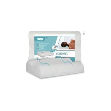 Imagem de Travesseiro Viscoelástico Cervical Ortopédico, Espuma Alta Densidade D40, Termossensível Yellow Tec, Capa Removível Lavável, Hipoalergênico, 48x68x12/14cm, Branco