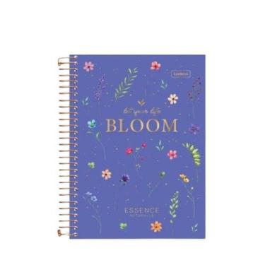 Imagem de Caderno Colegial Cadersil Essence – 1 Matéria, 80 folhas, Coleção 2026 - Floral Elegante Papelaria Premium (Azul)