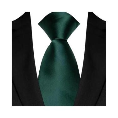 Imagem de Gravata Masculina Verde Escuro Xadrez Listrada Paisley 8CM Para Casame