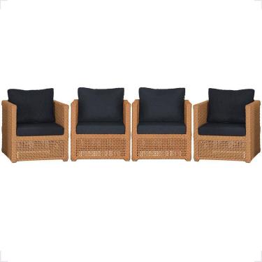 Imagem de 4 Poltronas Madri Alumínio Corda Náutica Estofado 12 Trama Terra Cota