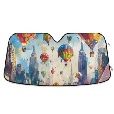 Imagem de Balões de ar quente para-brisa de carro para-sol viseira de sol refletiva dobrável protege seu carro