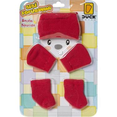 Imagem de Kit Touca Meias Luvas Macia Leve Para Bebês Recém Nascidos Menino - Du