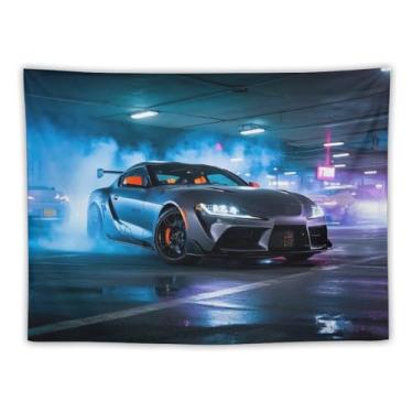 Imagem de HouLaiZhe JDM Tapeçaria de carro modificada Jdm Sup Drift Burning Pottery Cool Smoke Wall Hanging Quarto Decoração de casa Tapeçarias Estética Piquenique Decoração de Parede Arte de Parede para