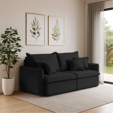 Imagem de Sofá 3 Lugares 2,20m Retrátil E Reclinável Em Tecido Veludo – Malta Lucadi Preto