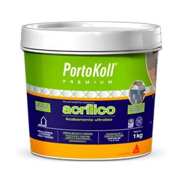 Imagem de Rejunte Acrílico Cinza Platina PortoKoll Premium 1 Kg Pronto Para Uso 