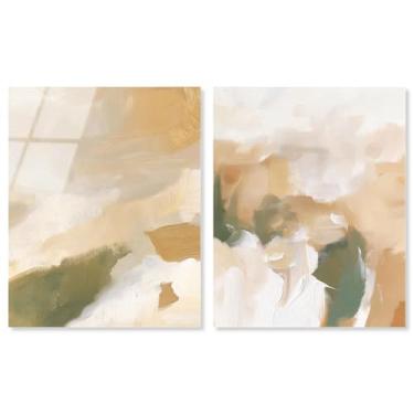 Imagem de Conjunto de 2 decoração de parede Boho com estampa acrílica Golden Blush Harmony da Art Remedy, pronto para pendurar, 40 x 50 cm