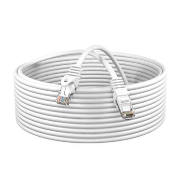 Imagem de Cables Direct Online Cat5e Cabo de rede Ethernet de 25 pés, fio de Internet de 350 MHz, compatível com PC, laptop, modem, roteador, TVs, cabo de impressora, consoles para casa e escritório, branco