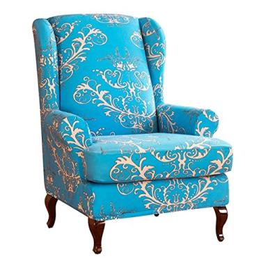 Imagem de 2 capas de poltrona elásticas para sala de estar com capas de almofada de assento, capa grossa para sofá, azul