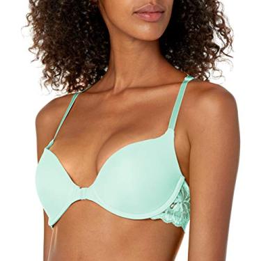 Imagem de Undies.com Sutiã push-up feminino de microfibra e renda com costas nadador com fecho frontal, Hortelã, 38C