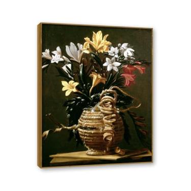 Imagem de NHLDZYH Moldura de teca. Arte de parede em tela de especiarias coloridas e colher de tempero | Decoração de cozinha vintage | Arte moderna para casa e sala de jantar. B66. 30 x 40 cm - 11,8 x 15,7 pol