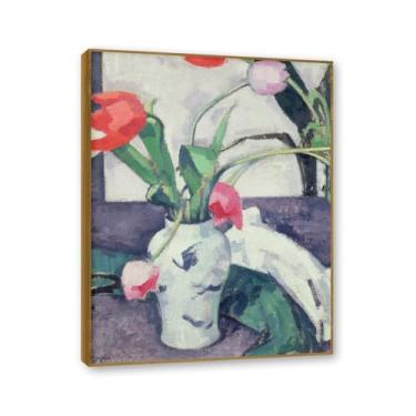 Imagem de NHLDZYH Moldura de teca. Arte de parede em tela de especiarias coloridas e colher de tempero | Decoração de cozinha vintage | Arte moderna para casa e sala de jantar. B110. 50 x 65 cm - 19,7 x 25,6