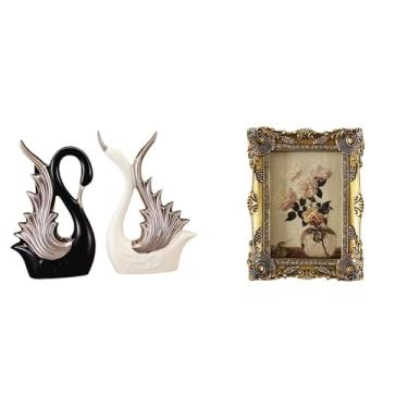 Imagem de Whtkoph Estatuetas de Cisne, Escultura em Cerâmica E Porta-retratos Ornamentado, Resina Vintage, Decoração de Prateleira, Aniversário, Mesa, Decoração de Casa