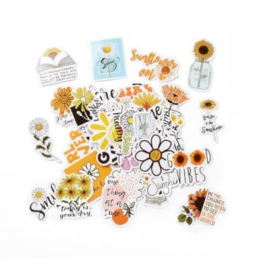 Imagem de Conjunto de etiquetas adesivas de papel margarida com 50 peças, adesivos autoadesivos com tema de flores para álbum de fotos faça você mesmo, diário, scrapbook, casamento, decoração retrô, 37 ~ 75 x