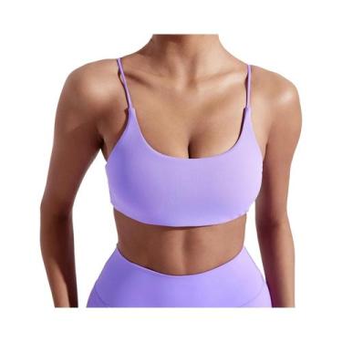 Imagem de Sutiã Esportivo Feminino De Cor Sólida Com Costas Cruzadas Para Yoga, 