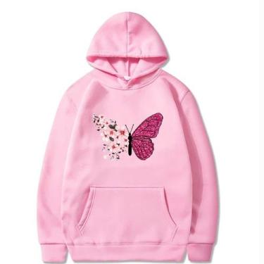 Imagem de Moletom Canguru Blusao De Frio Feminina Borboleta Florida Flores Butte