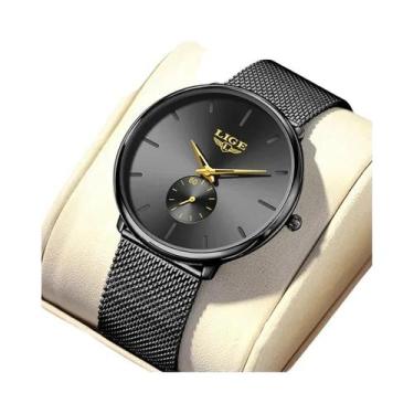 Imagem de Relógio De Pulso Feminino Ultra Fino Em Malha Quartz NOVO LIGE Clássic