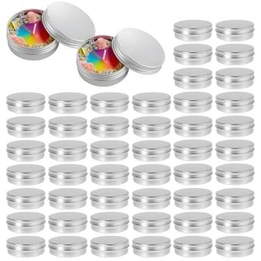 Imagem de 50 latas de alumínio com tampa de parafuso, recipientes de vela de metal de 100 ml, latas redondas para vela de pomada, especiarias, joias, contas, prata