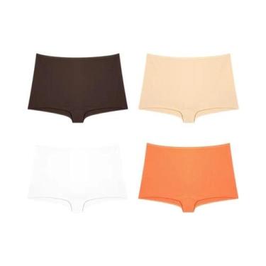 Imagem de Calcinhas Esportivas Femininas De Algodão Sem Costura 4 Peças Cores Só