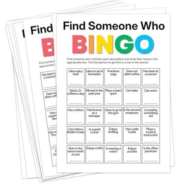 Imagem de Sahjzk Office Bingo Cards, 25 Unique Randomized 5x7 Sheets, Get to Know You Bingo Game for Adults, Ice Breaker Office Party Games, Team Building Games for Work, High Replay Value - A03