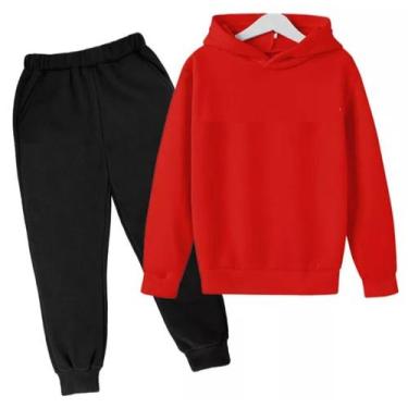 Imagem de Conjunto Moletom flanelado Infantil Kids Juvenil unissex Blusa Com Cap